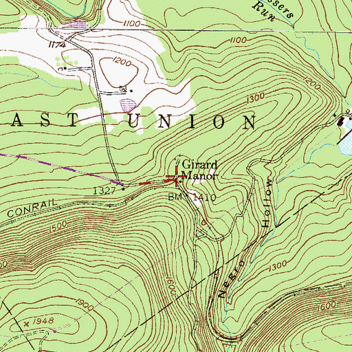 Topographic Map of Girard Manor, PA