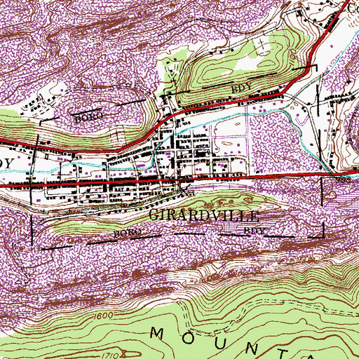 Topographic Map of Girardville, PA
