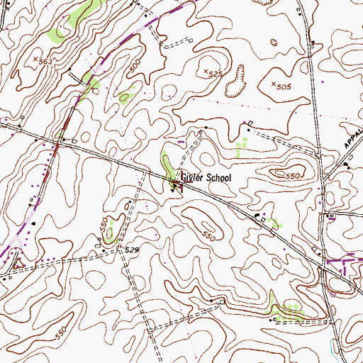 Topographic Map of Givler School, PA