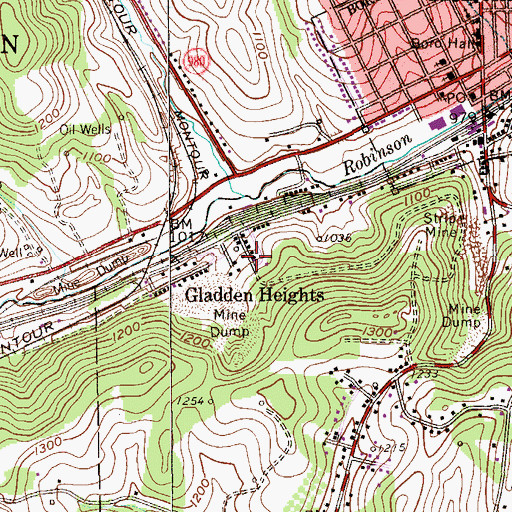 Topographic Map of Gladden Heights, PA