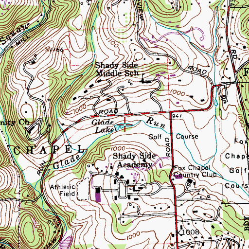 Topographic Map of Glade Lake, PA
