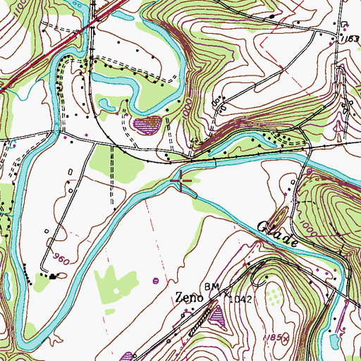 Topographic Map of Glade Run, PA