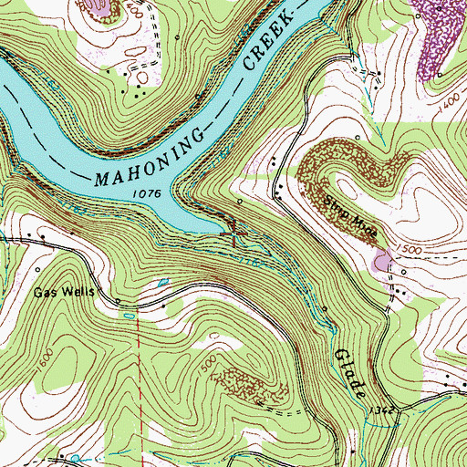 Topographic Map of Glade Run, PA