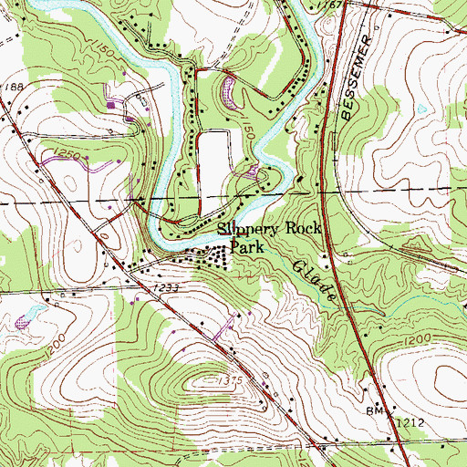 Topographic Map of Glade Run, PA