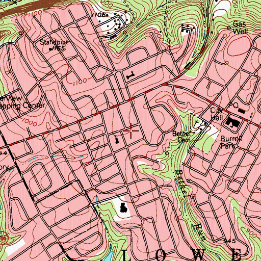 Topographic Map of Gladeview School, PA