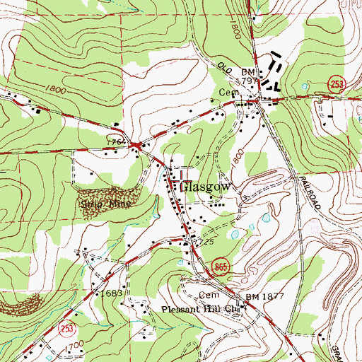 Topographic Map of Glasgow, PA