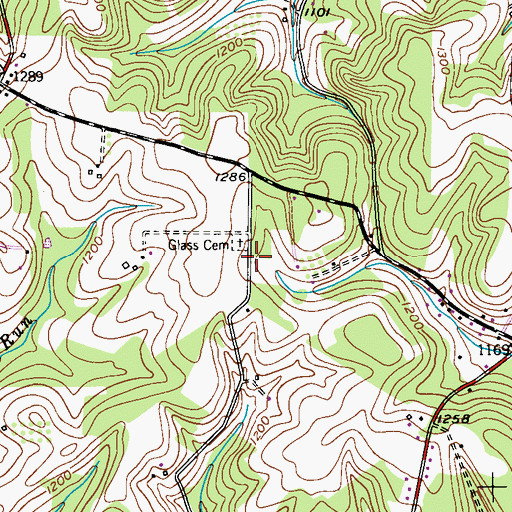 Topographic Map of Glass Cemetery, PA