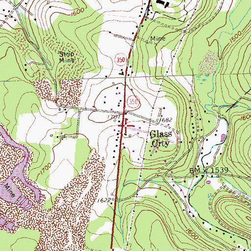 Topographic Map of Glass City, PA