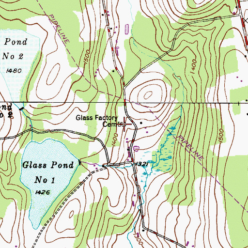Topographic Map of Glass Factory Cemetery, PA