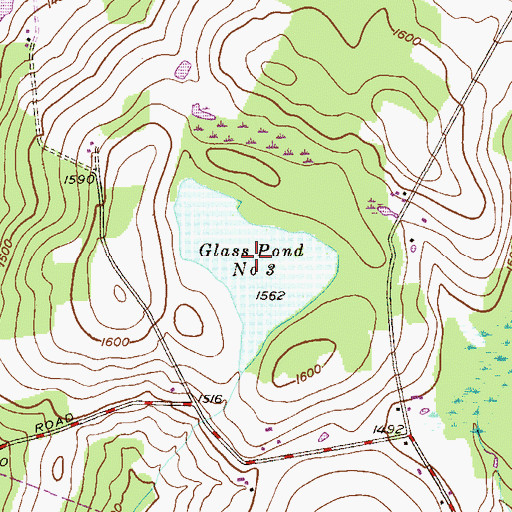 Topographic Map of Glass Pond Number Three, PA