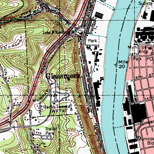 Topographic Map of Glassmere, PA