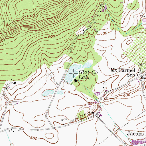 Topographic Map of Glat Co Lake, PA