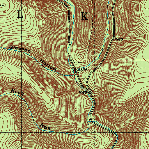 Topographic Map of Gleason Hollow, PA