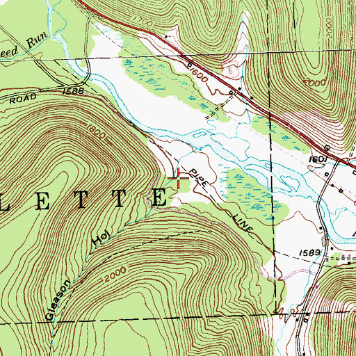 Topographic Map of Gleason Hollow, PA