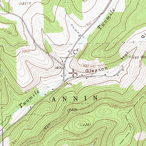 Topographic Map of Gleason Hollow, PA