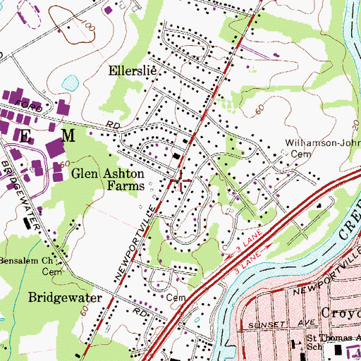 Topographic Map of Glen Ashton Farms, PA