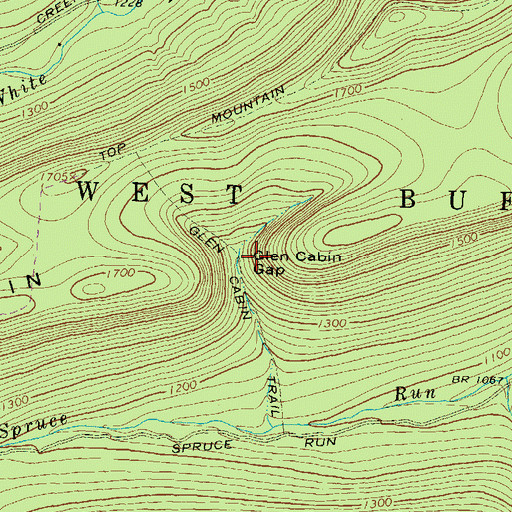 Topographic Map of Glen Cabin Gap, PA