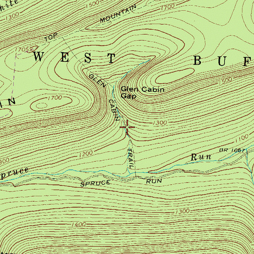 Topographic Map of Glen Cabin Trail, PA