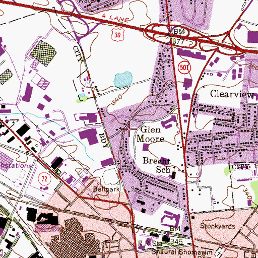 Topographic Map of Glen Moore, PA
