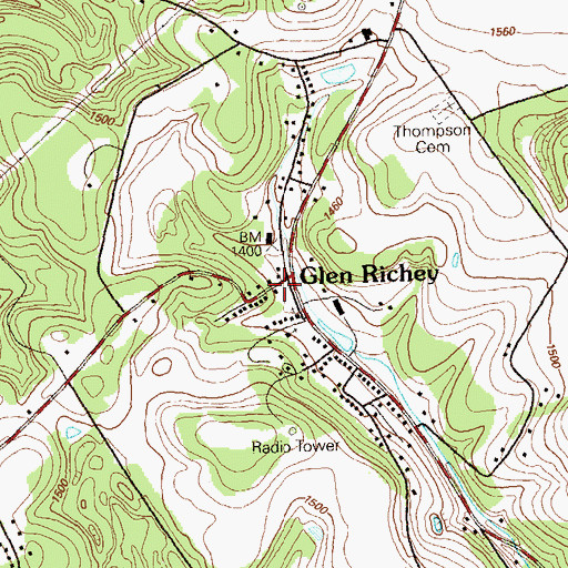 Topographic Map of Glen Richey, PA