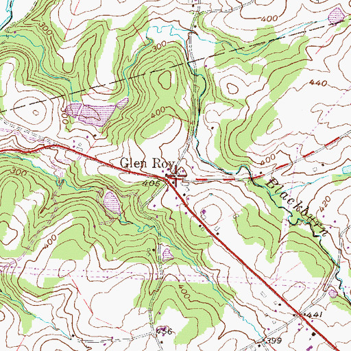 Topographic Map of Glen Roy, PA