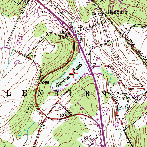 Topographic Map of Glenburn Pond, PA