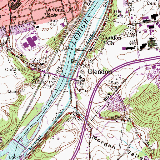 Topographic Map of Glendon Church, PA