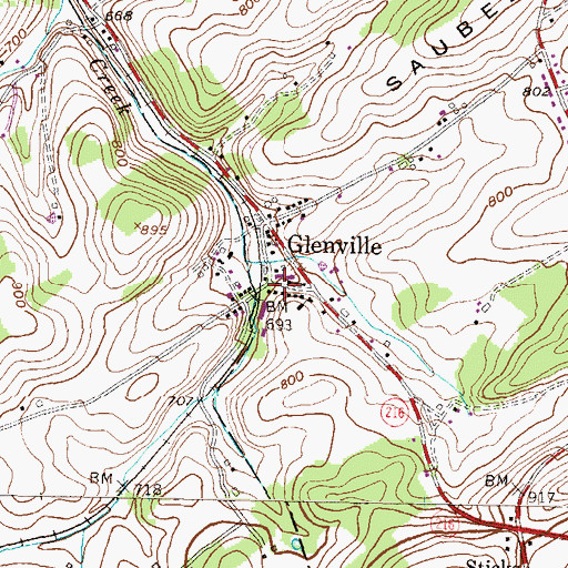Topographic Map of Glenville, PA