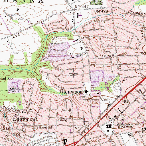Topographic Map of Glenwood, PA