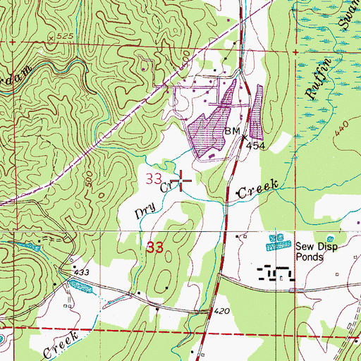 Topographic Map of Dry Creek, AL