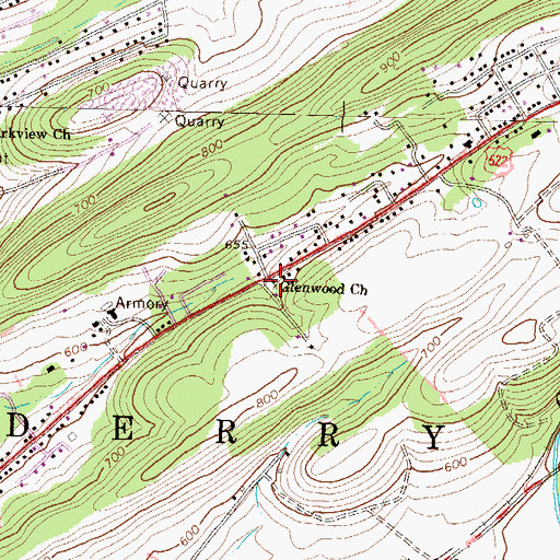 Topographic Map of Glenwood Church, PA
