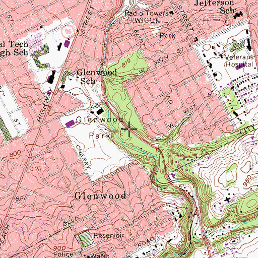 Topographic Map of Glenwood Park, PA