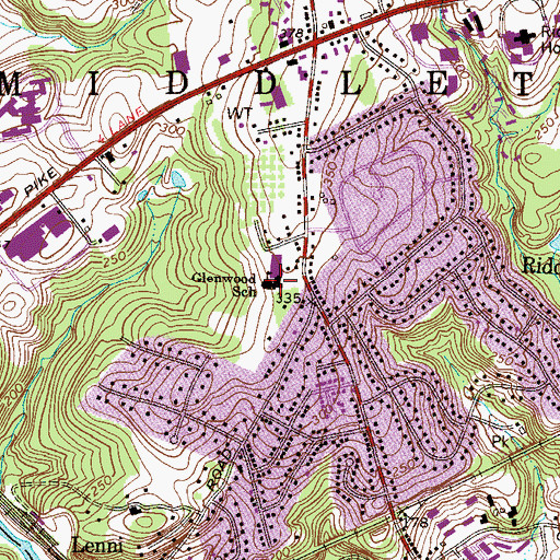 Topographic Map of Glenwood School, PA