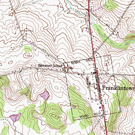 Topographic Map of Glenwood School, PA