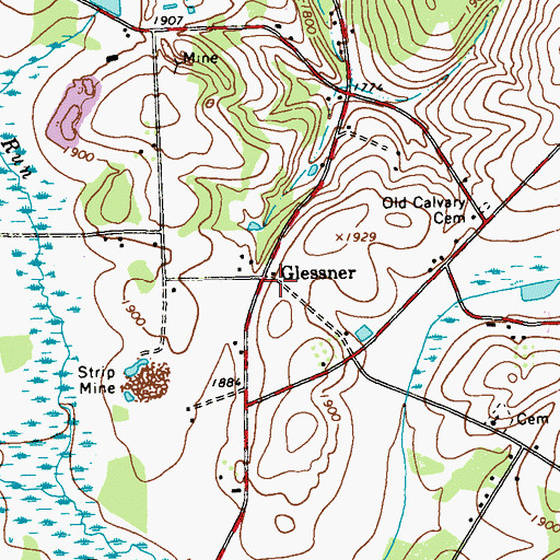 Topographic Map of Glessner, PA