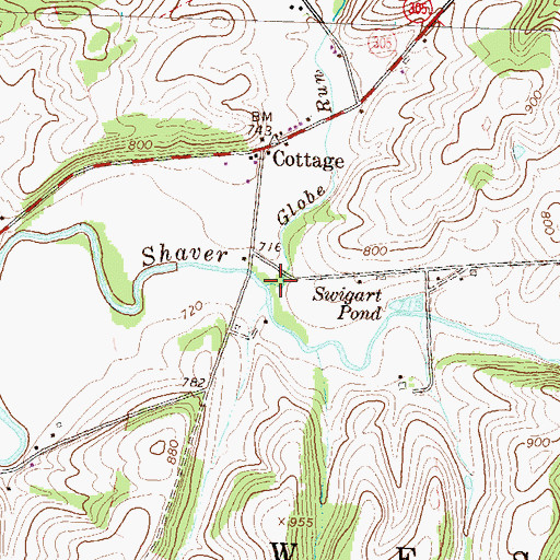 Topographic Map of Globe Run, PA