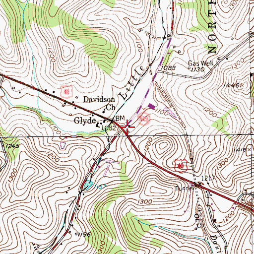 Topographic Map of Glyde, PA