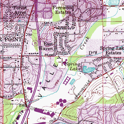 Topographic Map of Dry Creek, AL