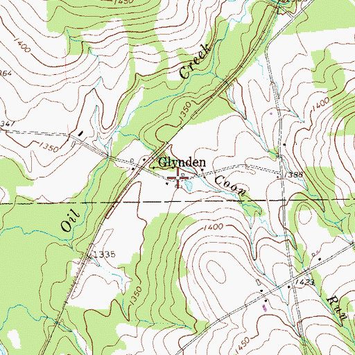 Topographic Map of Glynden, PA