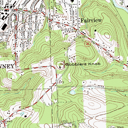 Topographic Map of Gobblers Knob, PA