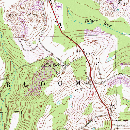 Topographic Map of Goffe School, PA