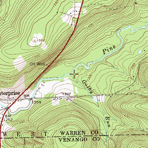 Topographic Map of Golby Run, PA