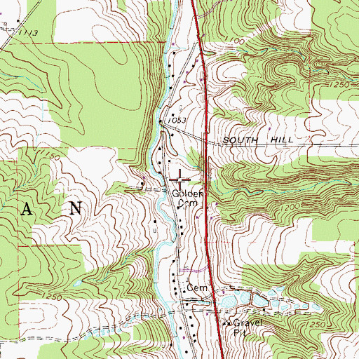 Topographic Map of Golden Cemetery, PA