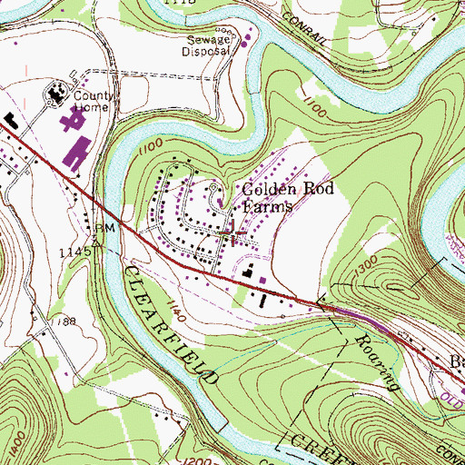 Topographic Map of Golden Rod Farms, PA