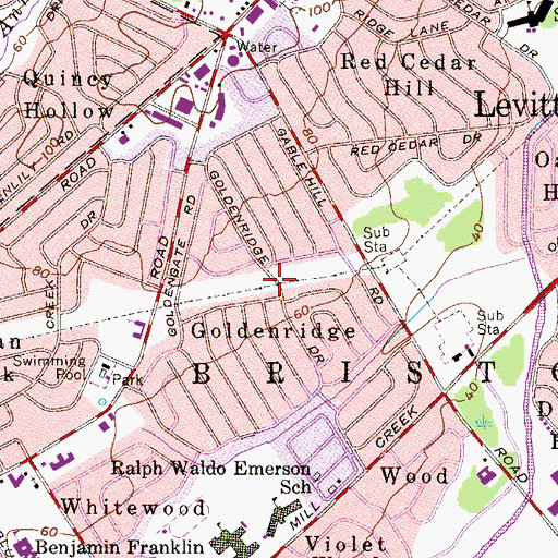 Topographic Map of Goldenridge, PA