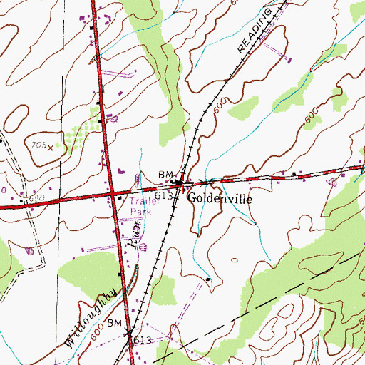 Topographic Map of Goldenville, PA