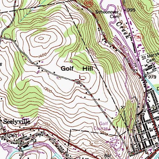 Topographic Map of Golf Hill, PA