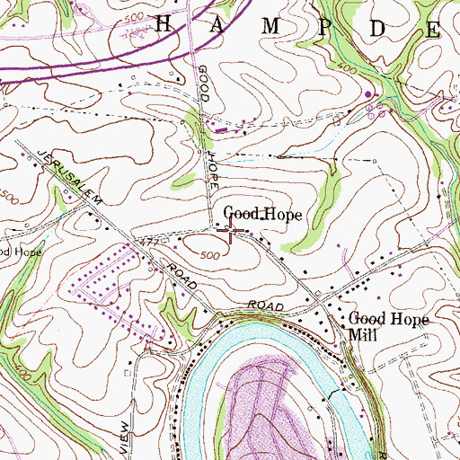 Topographic Map of Good Hope, PA