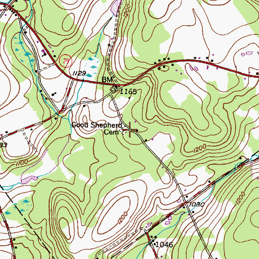 Topographic Map of Good Shepherd Cemetery, PA
