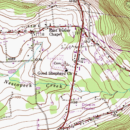 Topographic Map of Good Shepherd Church, PA